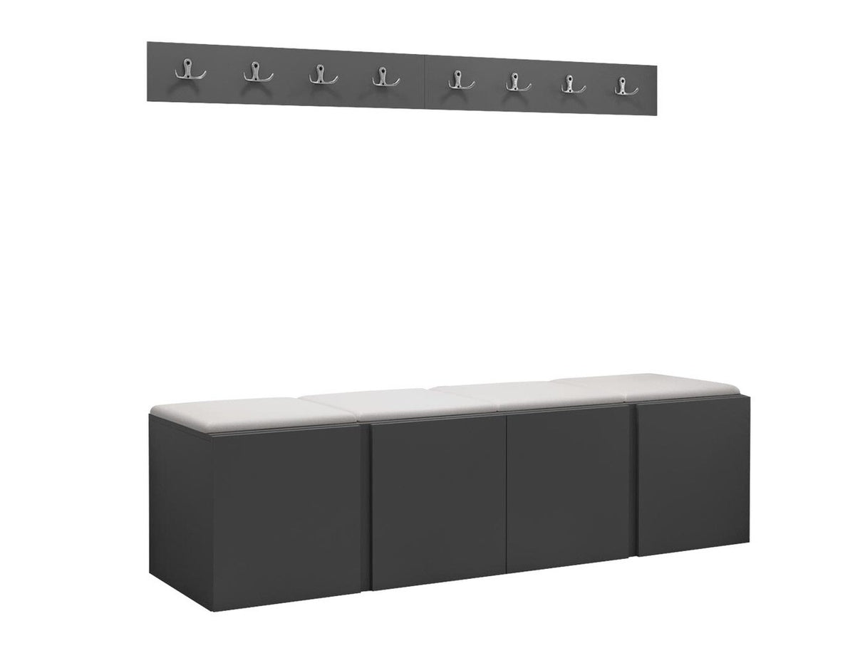 Előszoba garnitúra ORION VII (Tavasz VII), Keret színe: Grafit, Puha falpanel színe: Öko bőr Soft 017