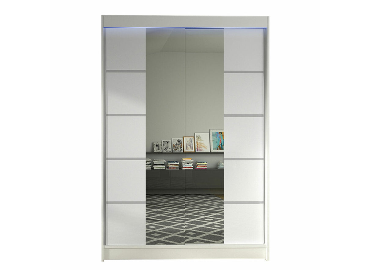 Gardróbszekrény Linem V (Parys V), Szín: Fehér, Led világítás: Igen