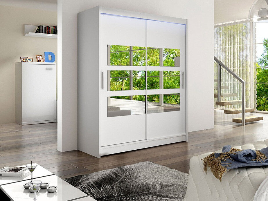 Gardróbszekrény Westa VII (Presto VII), Szín: Fehér, Led világítás: Igen