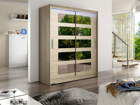 Gardróbszekrény Westa V (Presto), Szín: Sonoma tölgy, Led világítás: Igen