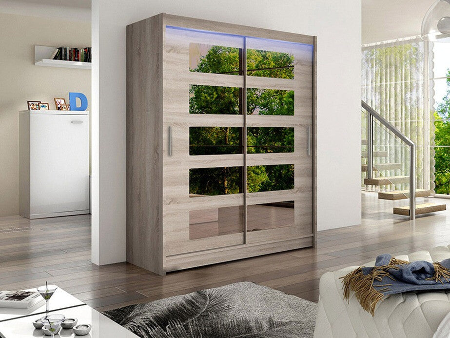 Gardróbszekrény Westa V (Presto), Szín: Triufel tölgy, Led világítás: Igen