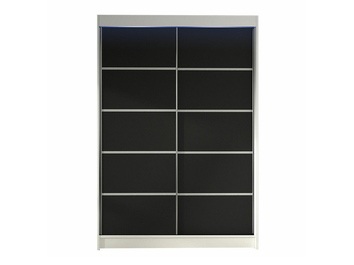 Gardróbszekrény Linem IV (Parys IV), Szín: Fehér + Fekete, Led világítás: Igen