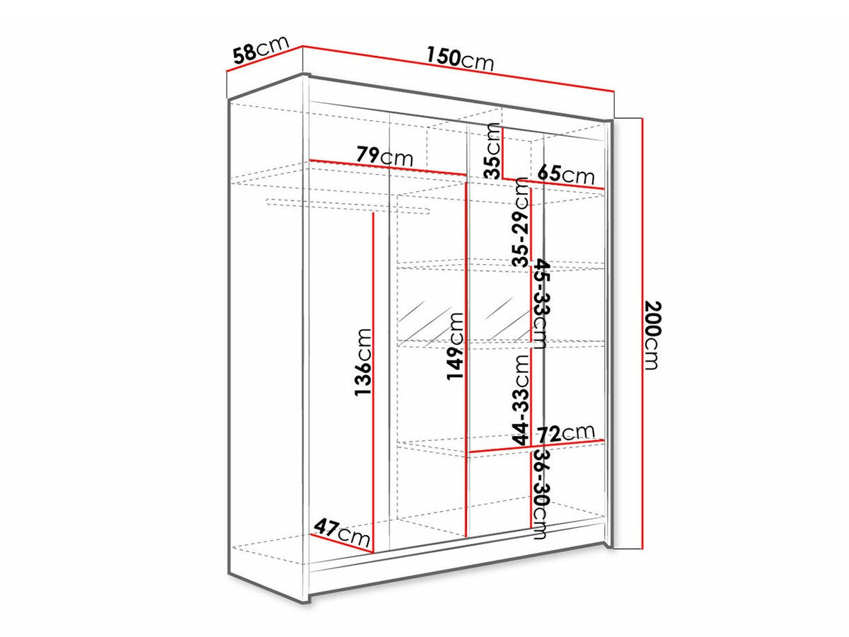 Gardróbszekrény Caminem II (Belgia II), Szín: Sonoma tölgy, Led világítás: Nem