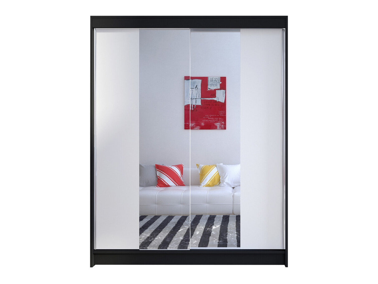 Gardróbszekrény Caminem II (Belgia II), Szín: Fekete + Fehér, Led világítás: Nem