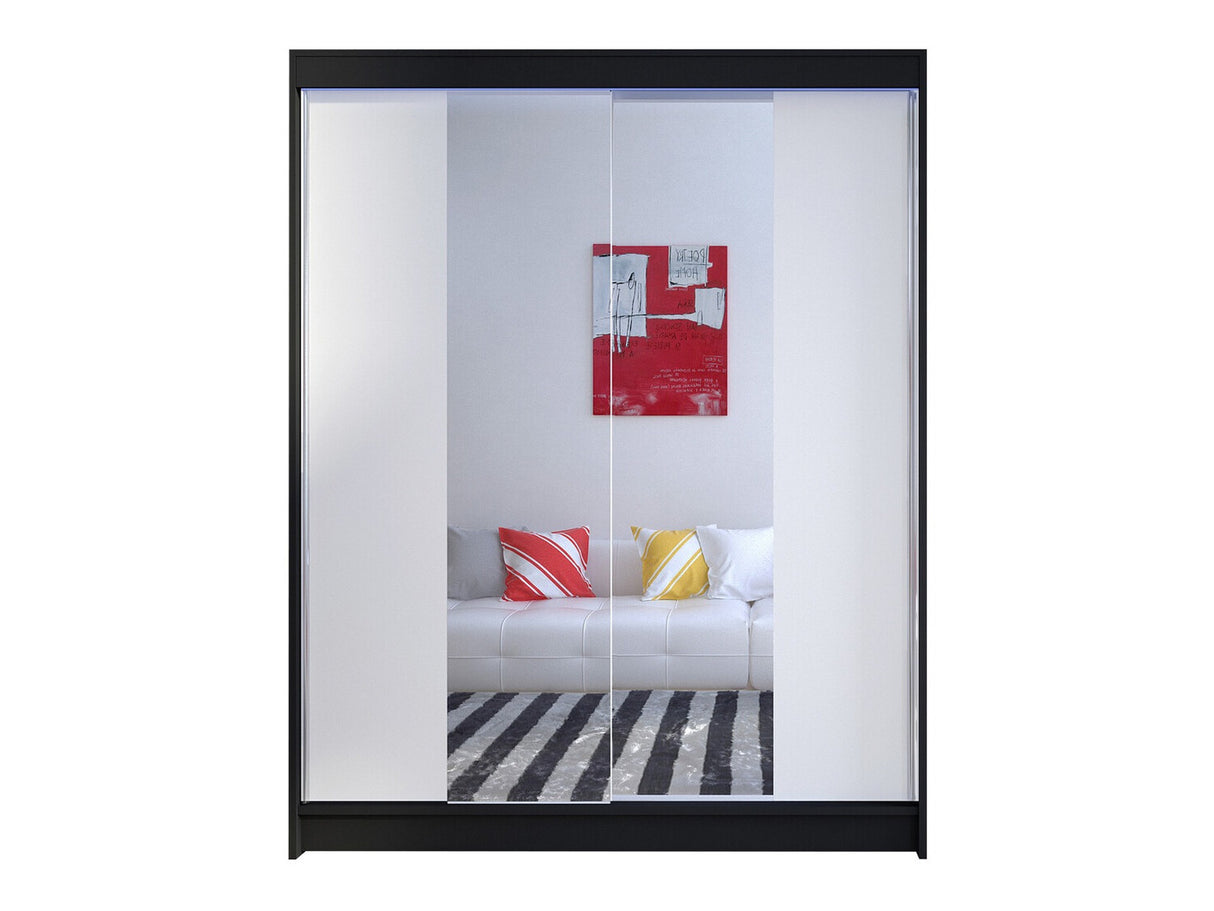 Gardróbszekrény Caminem II (Belgia II), Szín: Fekete + Fehér, Led világítás: Igen