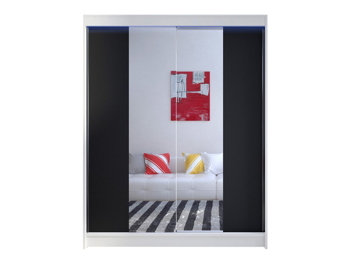 Gardróbszekrény Caminem II (Belgia II), Szín: Fehér + Fekete, Led világítás: Igen