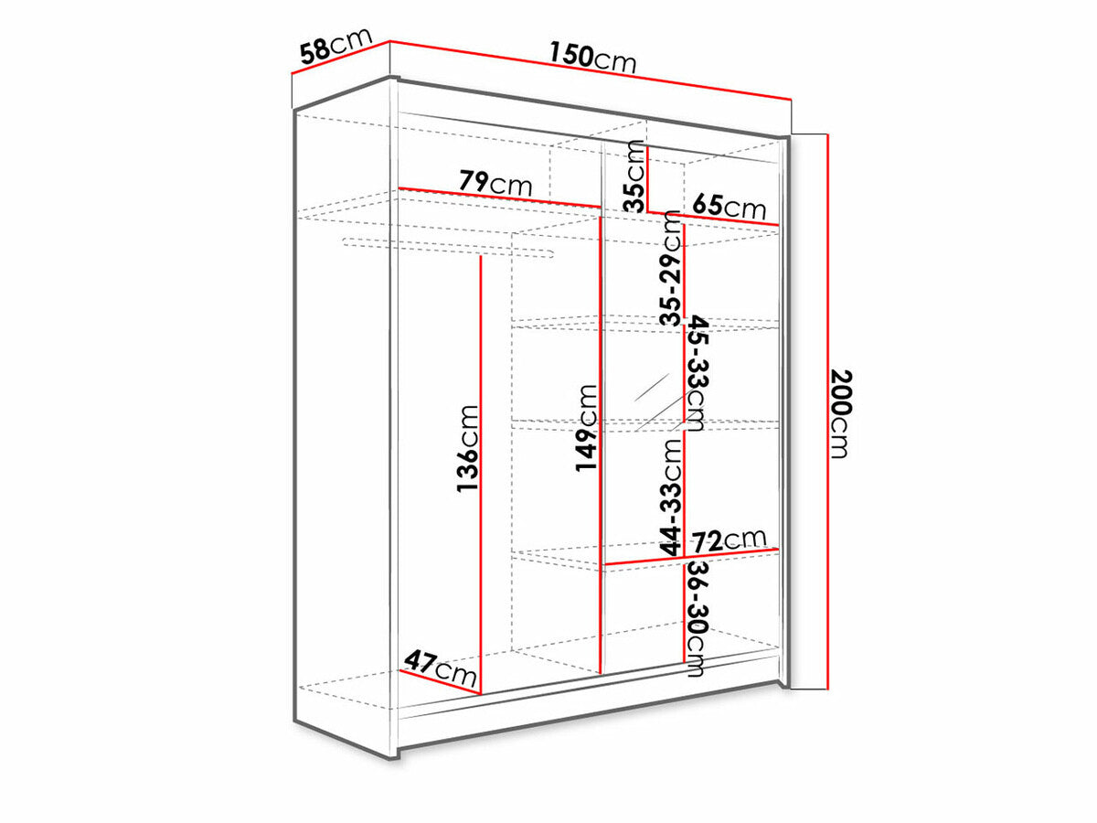 Gardróbszekrény Caminem I (Belgia I), Szín: Sonoma tölgy, Led világítás: Nem