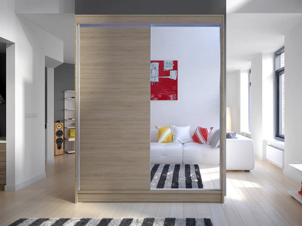 Gardróbszekrény Caminem I (Belgia I), Szín: Sonoma tölgy, Led világítás: Igen