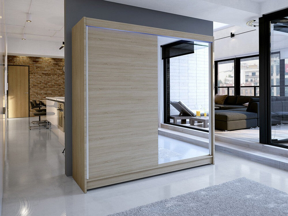 Gardróbszekrény Talin I (Bárasztalr I), Szín: Sonoma tölgy, Led világítás: Igen