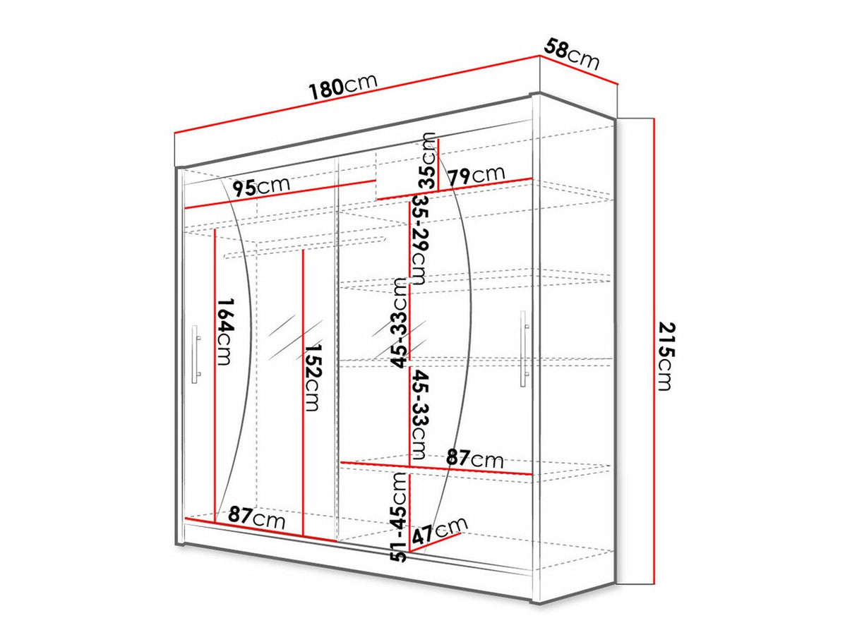 Gardróbszekrény Bega IX (London), Szín: Fekete, Led világítás: Nem