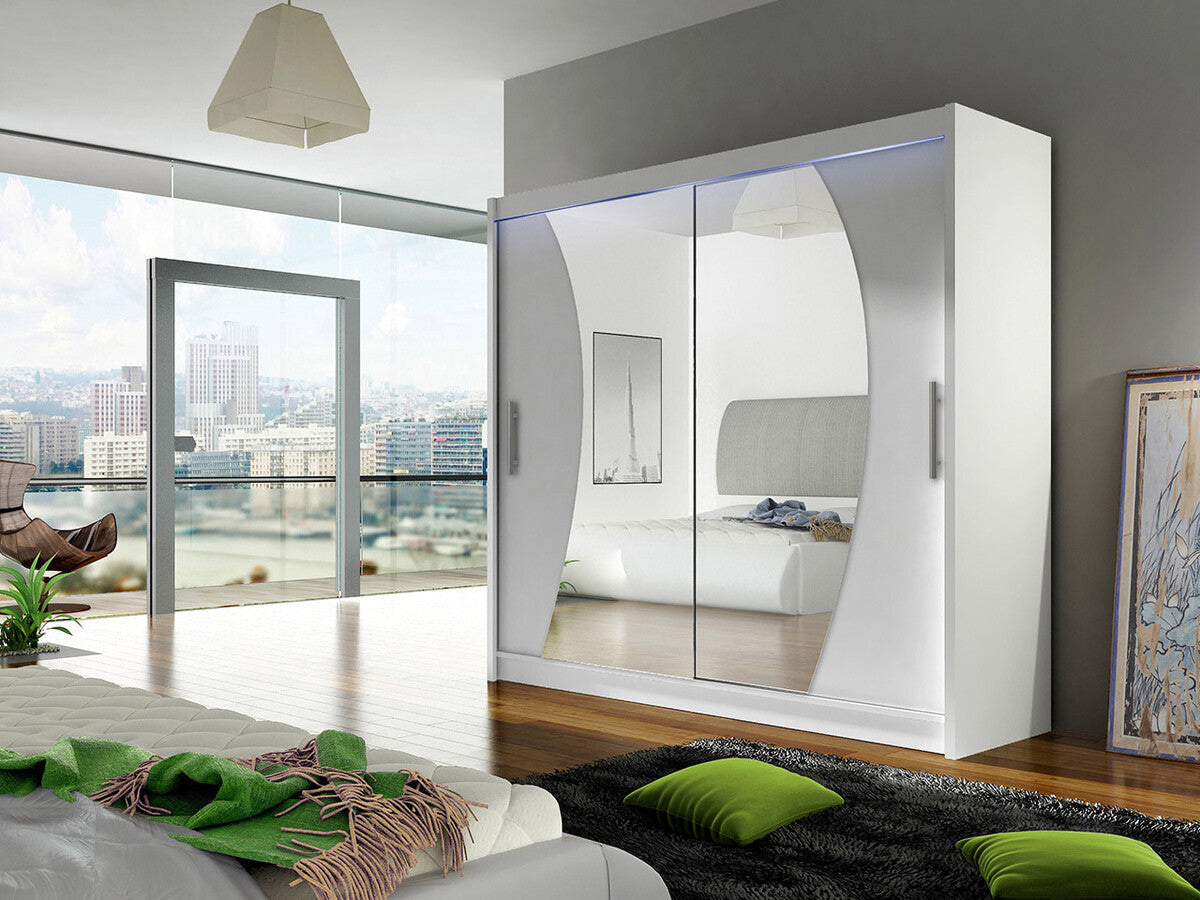 Gardróbszekrény Bega IX (London), Szín: Fehér, Led világítás: Igen