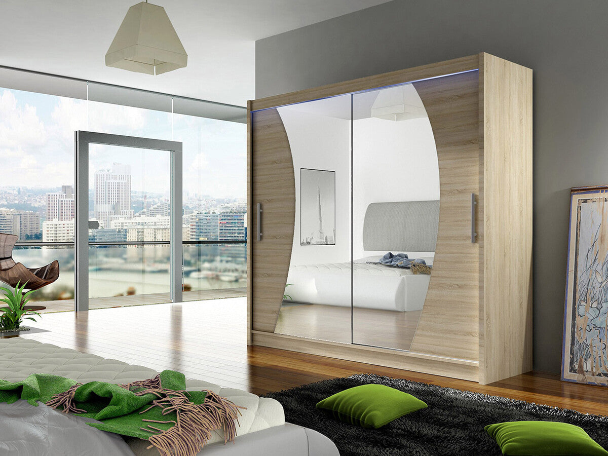 Gardróbszekrény Bega IX (London), Szín: Sonoma tölgy, Led világítás: Igen