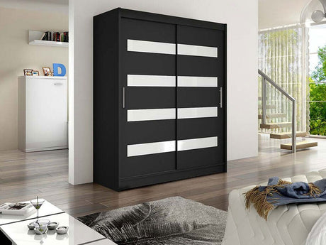 Gardróbszekrény Westa IV (Presto), Szín: Fekete, Led világítás: Nem