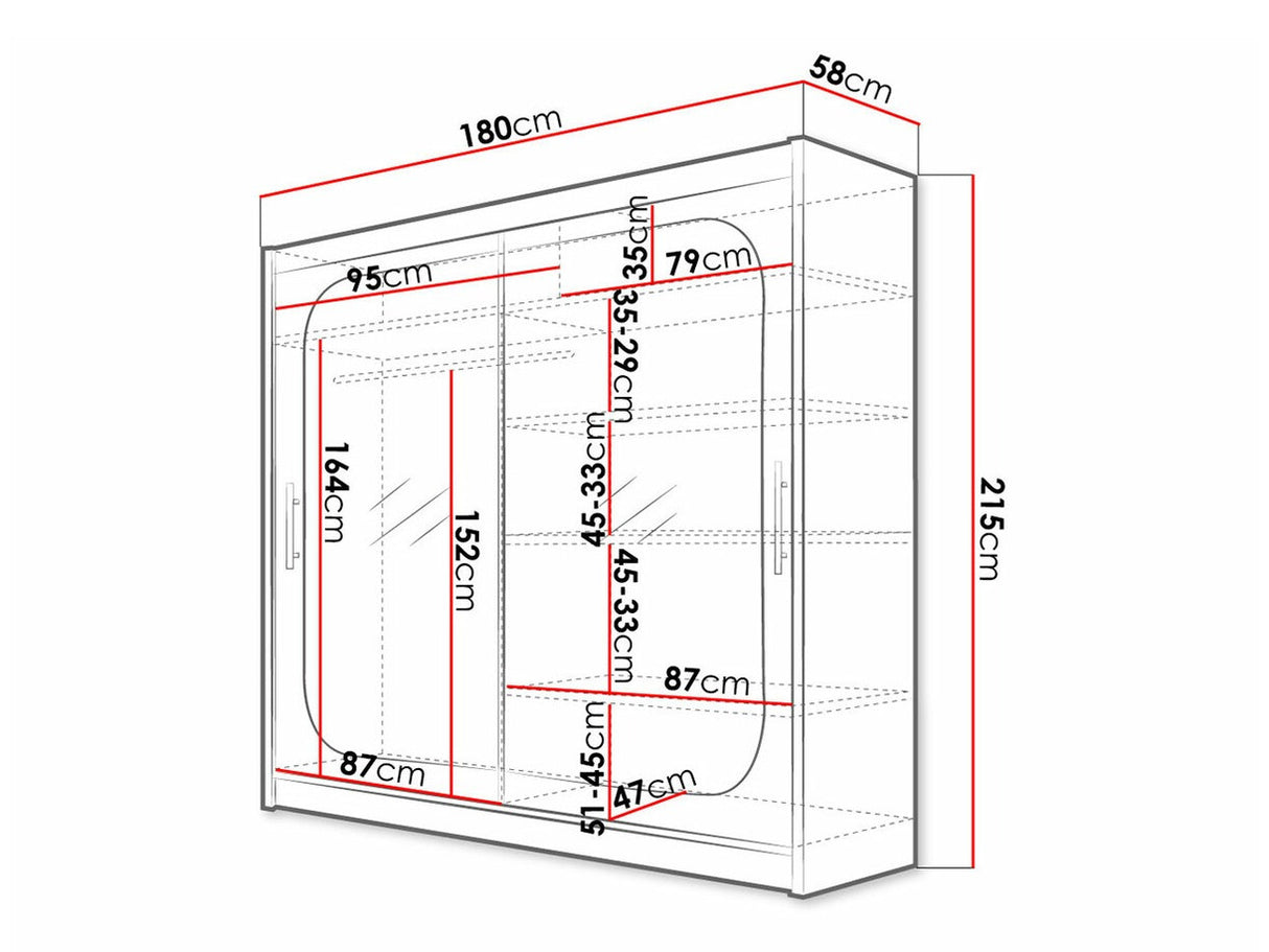 Gardróbszekrény Bega VIII (London), Szín: Fehér, Led világítás: Nem