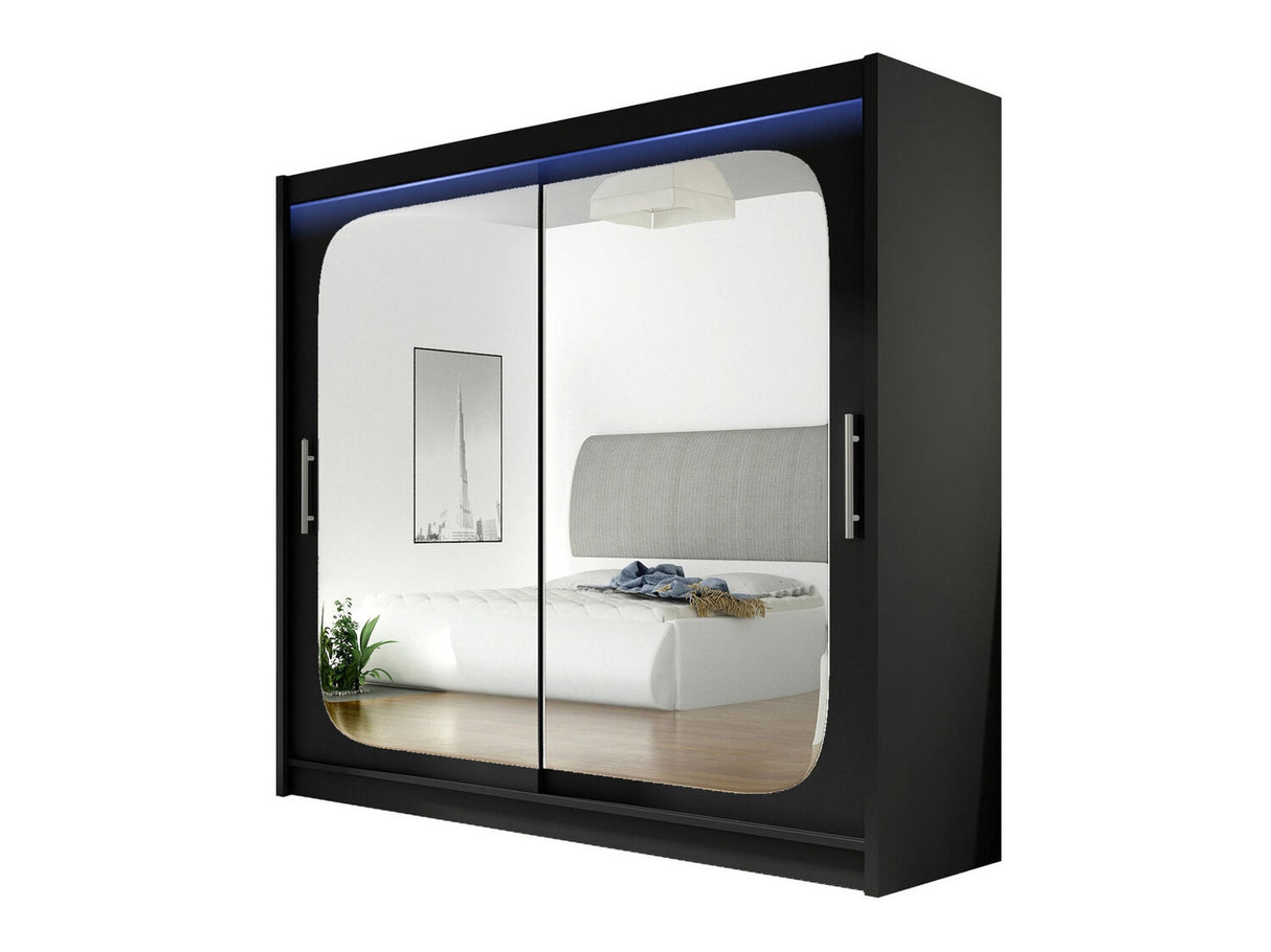 Gardróbszekrény Bega VIII (London), Szín: Fekete, Led világítás: Igen