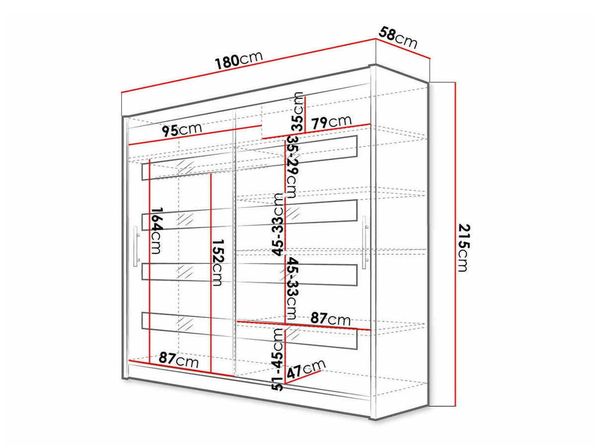 Gardróbszekrény Bega XI (London XI), Szín: Fekete + Fényes fehér, Led világítás: Nem
