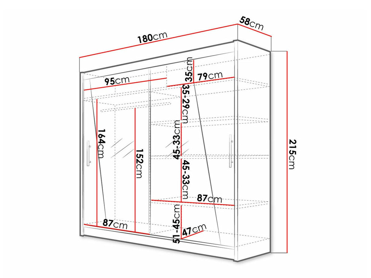 Gardróbszekrény Bega XIV (London), Szín: Fehér, Led világítás: Nem