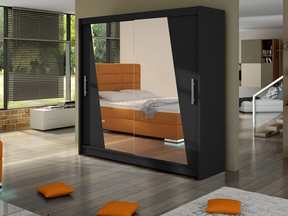 Gardróbszekrény Bega XIV (London), Szín: Fekete, Led világítás: Nem