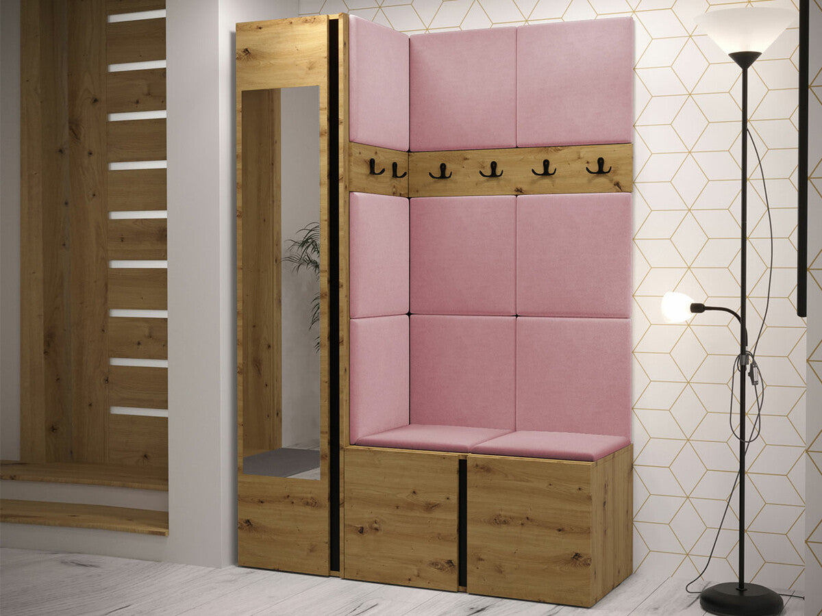 Előszoba garnitúra ORION X (Tavasz X), Keret színe: Artisan tölgy, Puha falpanel színe: Manila 09