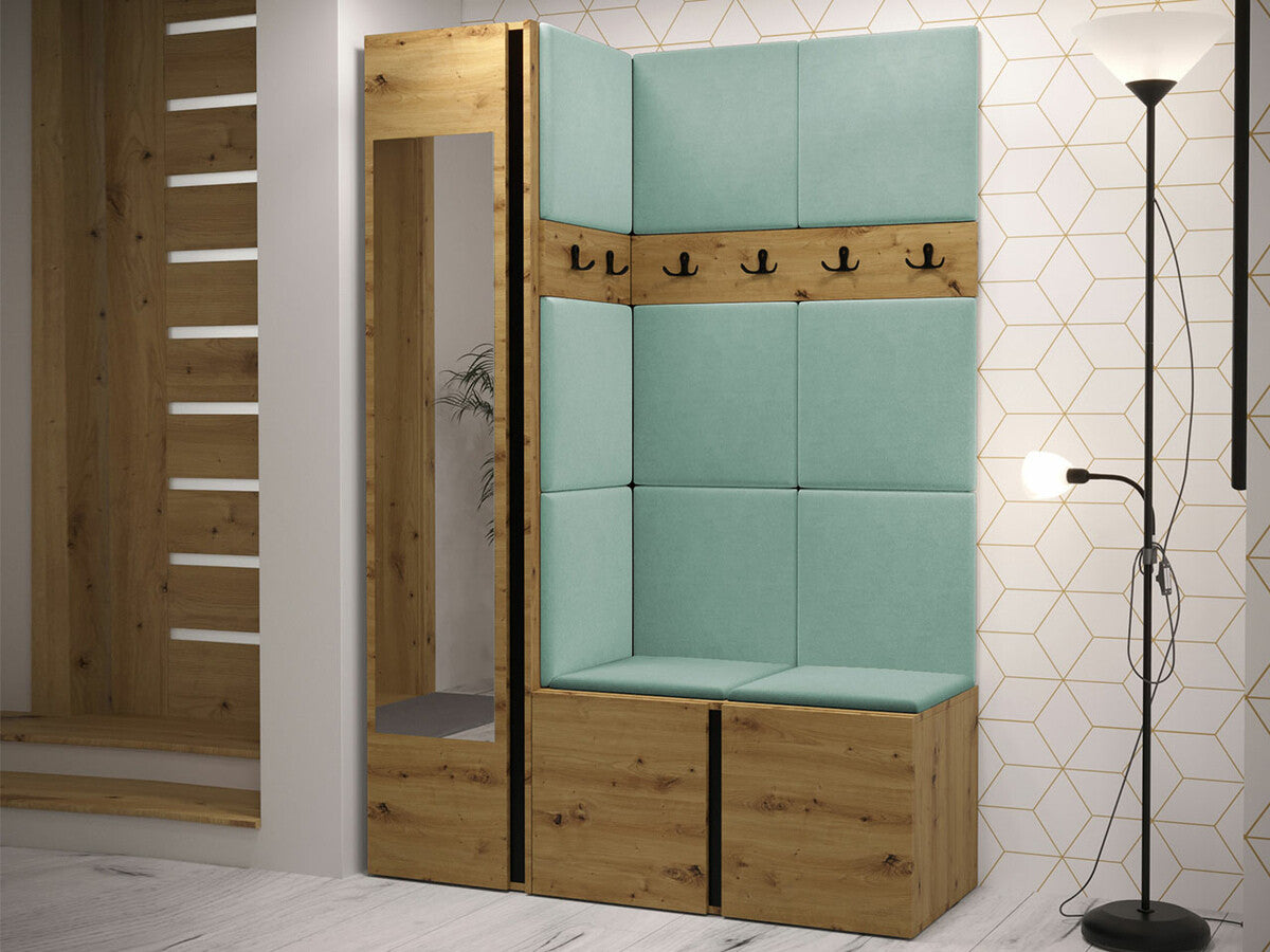 Előszoba garnitúra ORION X (Tavasz X), Keret színe: Artisan tölgy, Puha falpanel színe: Manila 11