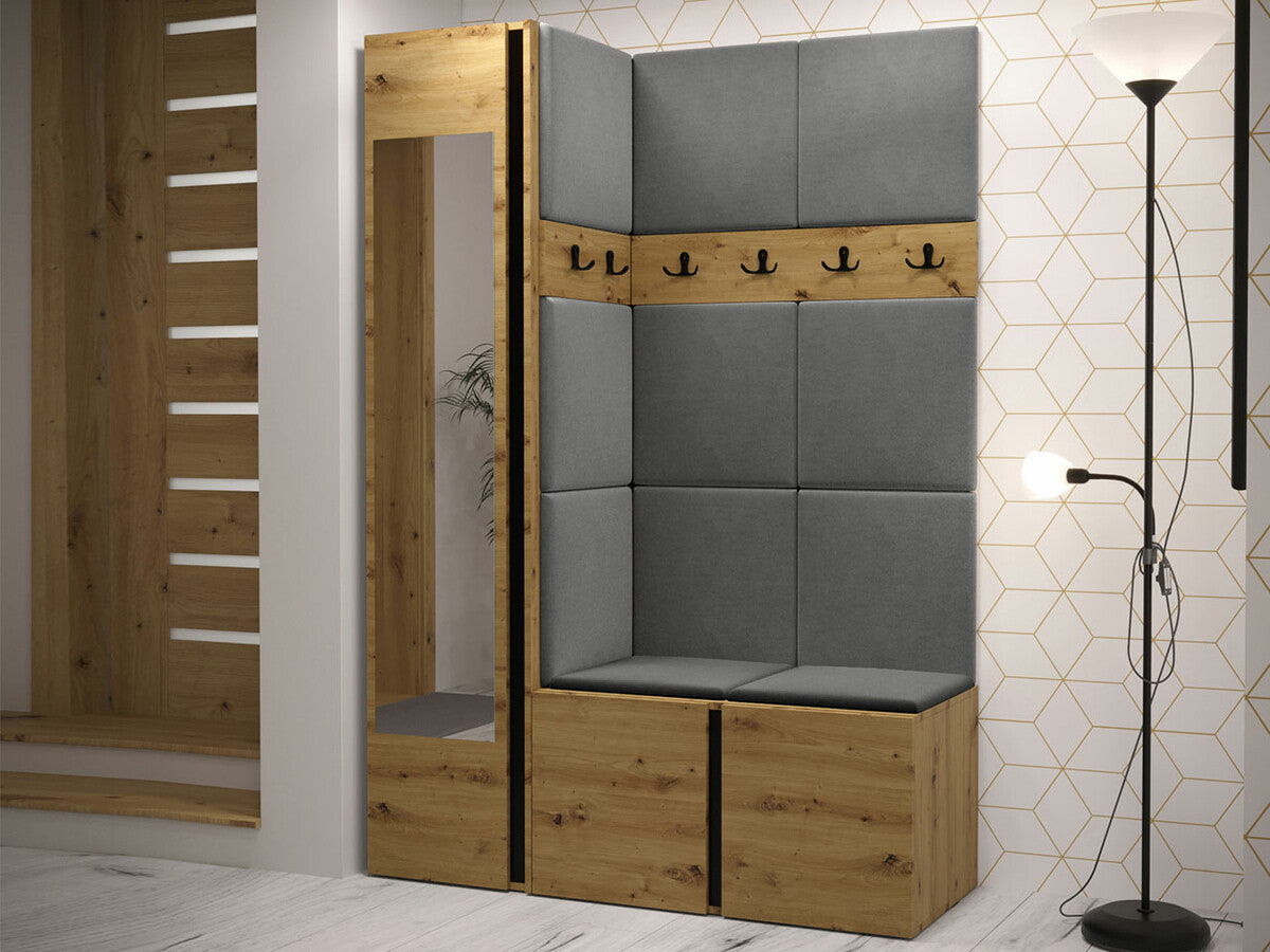 Előszoba garnitúra ORION X (Tavasz X), Keret színe: Artisan tölgy, Puha falpanel színe: Manila 16