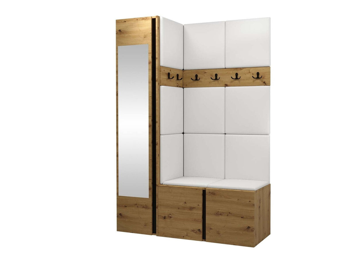 Előszoba garnitúra ORION X (Tavasz X), Keret színe: Artisan tölgy, Puha falpanel színe: Öko bőr Soft 017