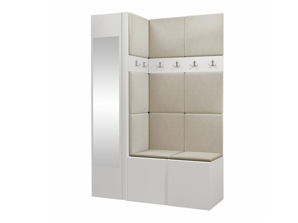 Előszoba garnitúra ORION X (Tavasz X), Keret színe: Fehér, Puha falpanel színe: Manila 02