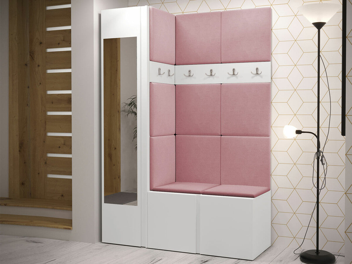 Előszoba garnitúra ORION X (Tavasz X), Keret színe: Fehér, Puha falpanel színe: Manila 09