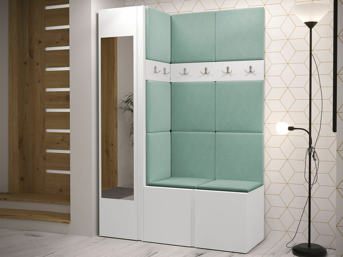 Előszoba garnitúra ORION X (Tavasz X), Keret színe: Fehér, Puha falpanel színe: Manila 11