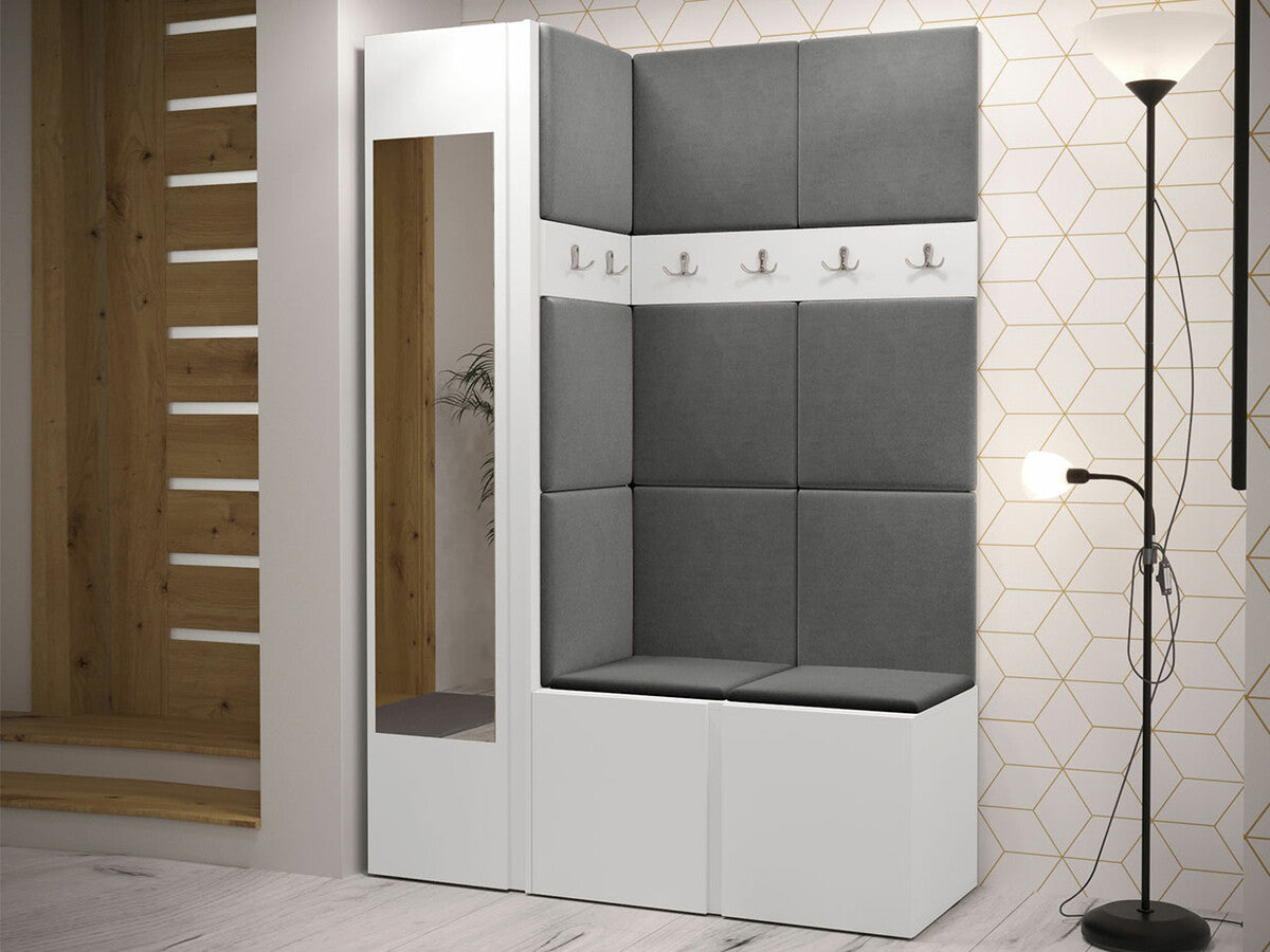 Előszoba garnitúra ORION X (Tavasz X), Keret színe: Fehér, Puha falpanel színe: Manila 16