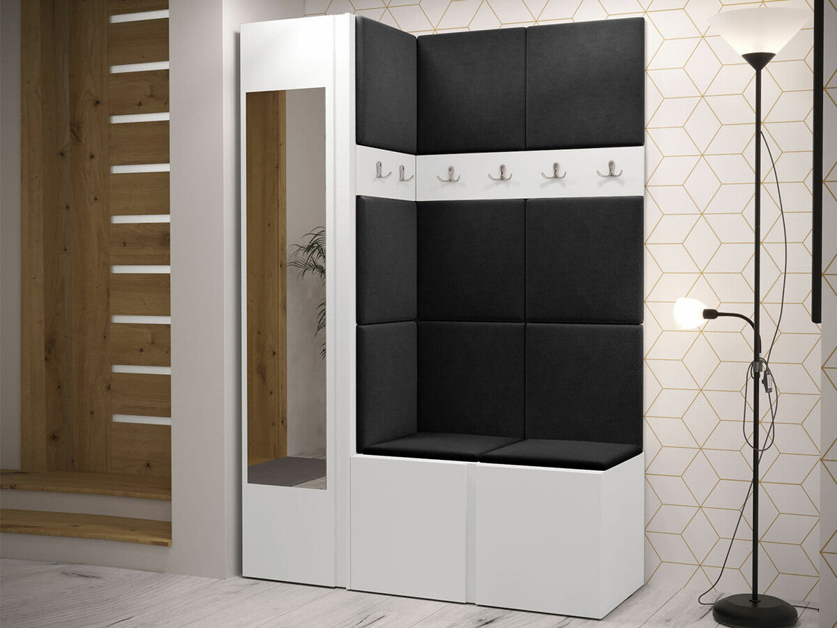 Előszoba garnitúra ORION X (Tavasz X), Keret színe: Fehér, Puha falpanel színe: Manila 18