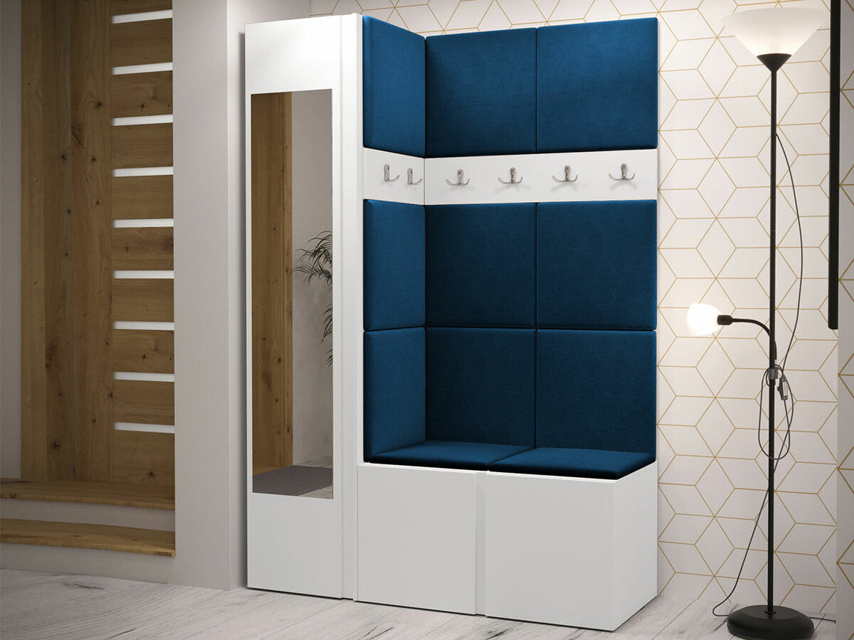 Előszoba garnitúra ORION X (TavaszX), Keret színe: Fehér, Puha falpanel színe: Manila 26