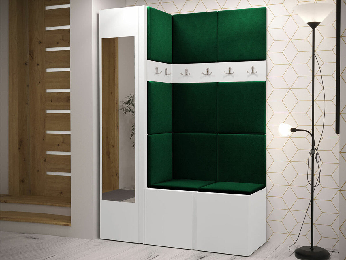 Előszoba garnitúra ORION X (Tavasz X), Keret színe: Fehér, Puha falpanel színe: Manila 35