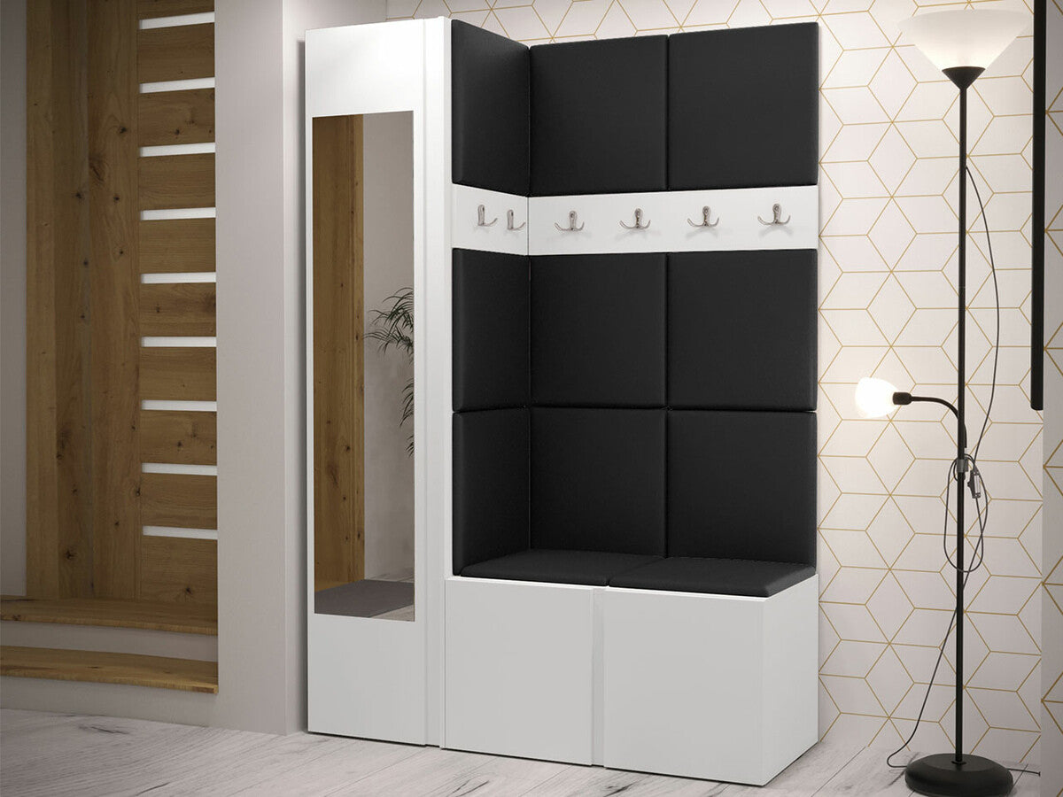 Előszoba garnitúra ORION X (Tavasz X), Keret színe: Fehér, Puha falpanel színe: Öko bőr Soft 011