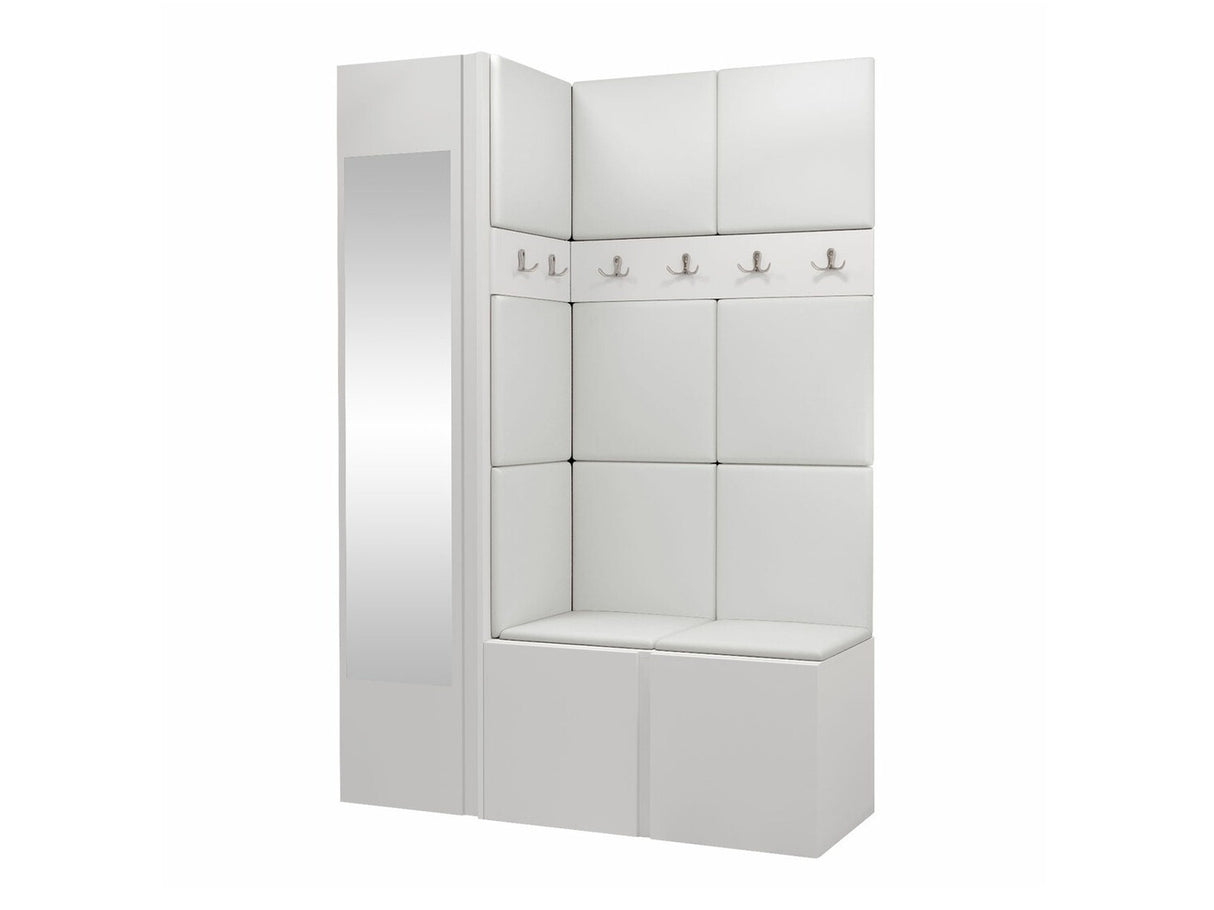 Előszoba garnitúra ORION X (Tavasz X), Keret színe: Fehér, Puha falpanel színe: Öko bőr Soft 017