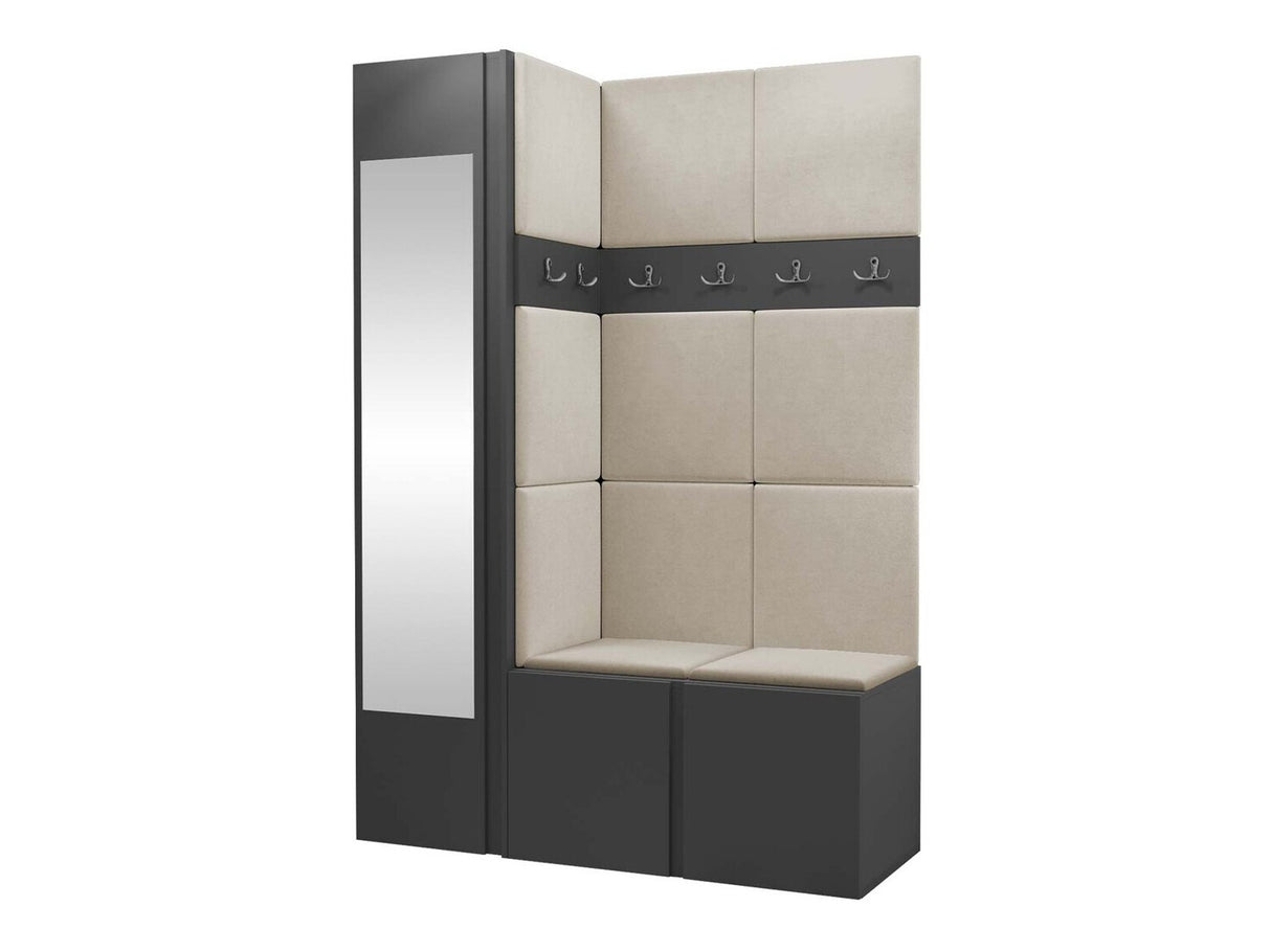 Előszoba garnitúra ORION X (Tavasz X), Keret színe: Grafit, Puha falpanel színe: Manila 02