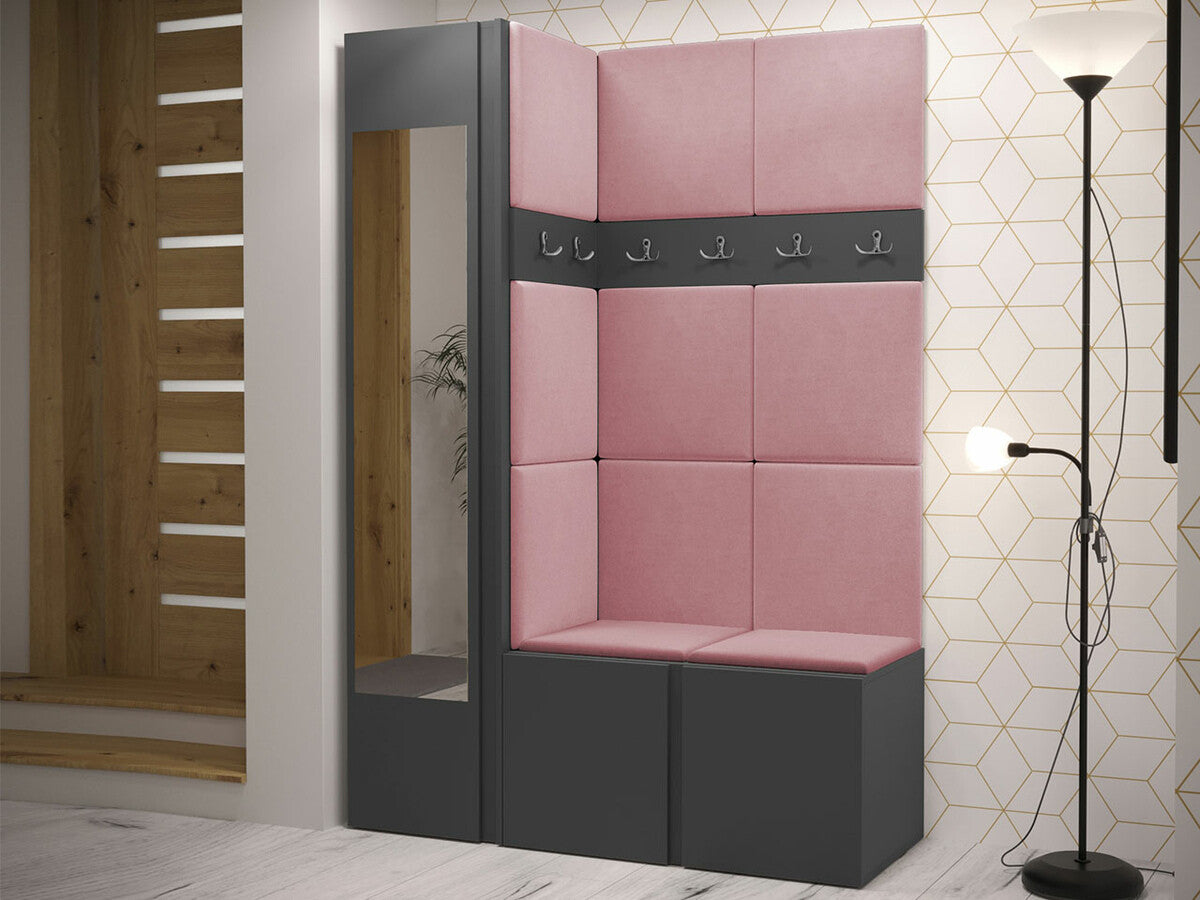 Előszoba garnitúra ORION X (Tavasz X), Keret színe: Grafit, Puha falpanel színe: Manila 09