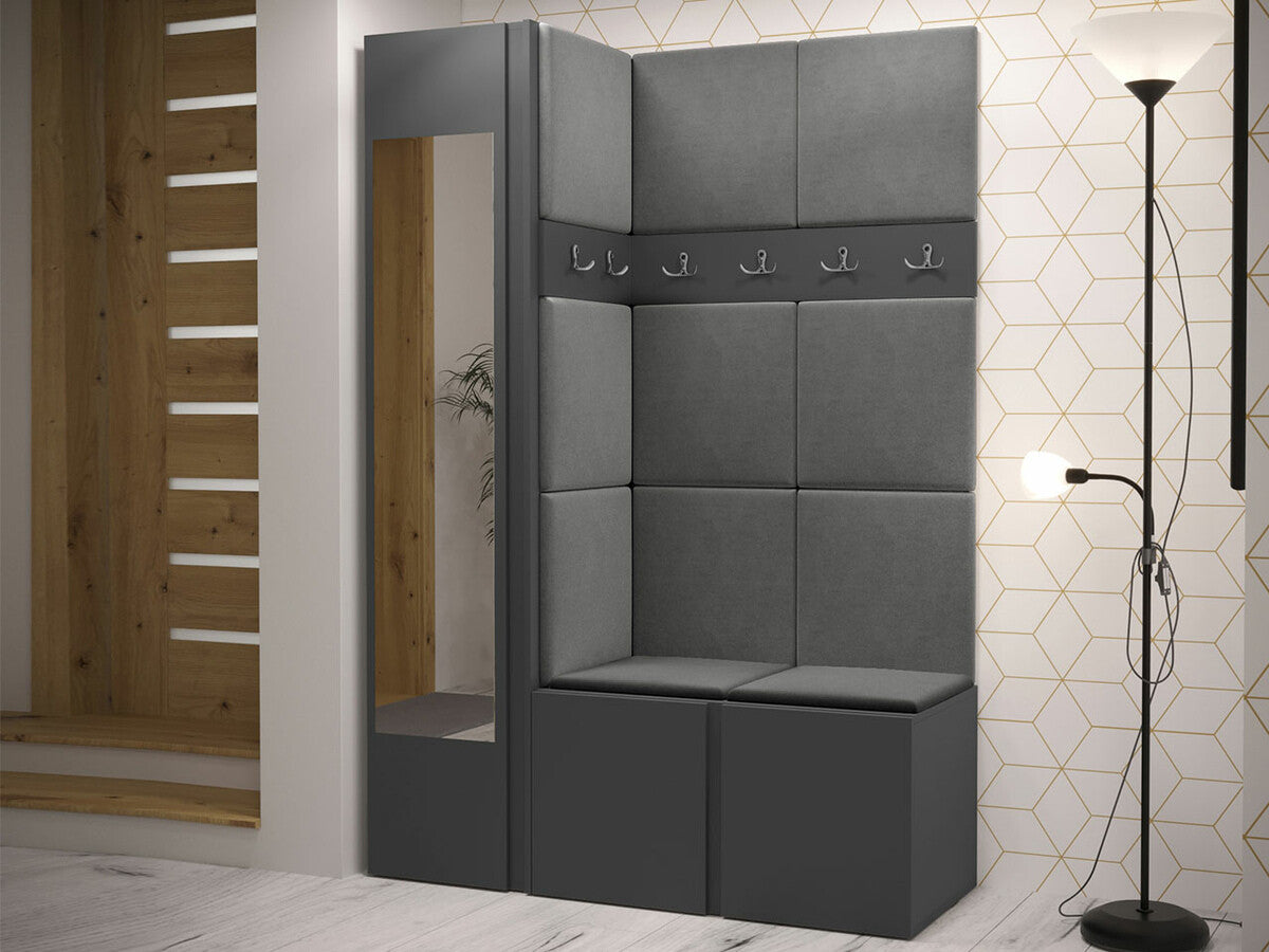 Előszoba garnitúra ORION X (Tavasz X), Keret színe: Grafit, Puha falpanel színe: Manila 16