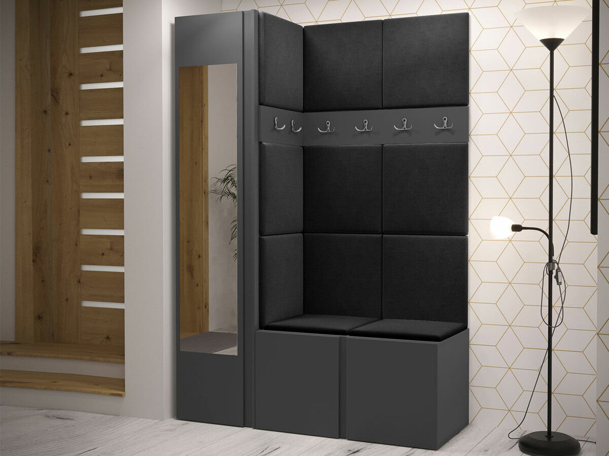 Előszoba garnitúra ORION X (Tavasz X ), Keret színe: Grafit, Puha falpanel színe: Manila 18