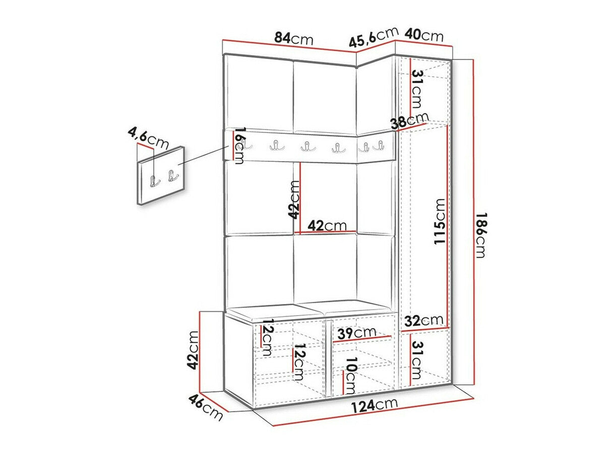 Előszoba garnitúra ORION X (Tavasz X), Keret színe: Grafit, Puha falpanel színe: Öko bőr Soft 011