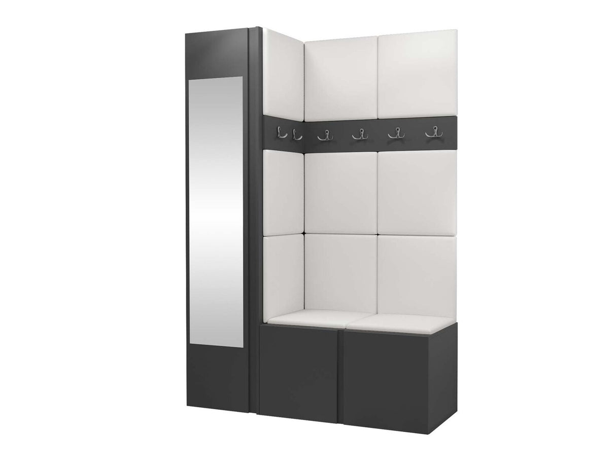 Előszoba garnitúra ORION X (Tavasz X), Keret színe: Grafit, Puha falpanel színe: Öko bőr Soft 017