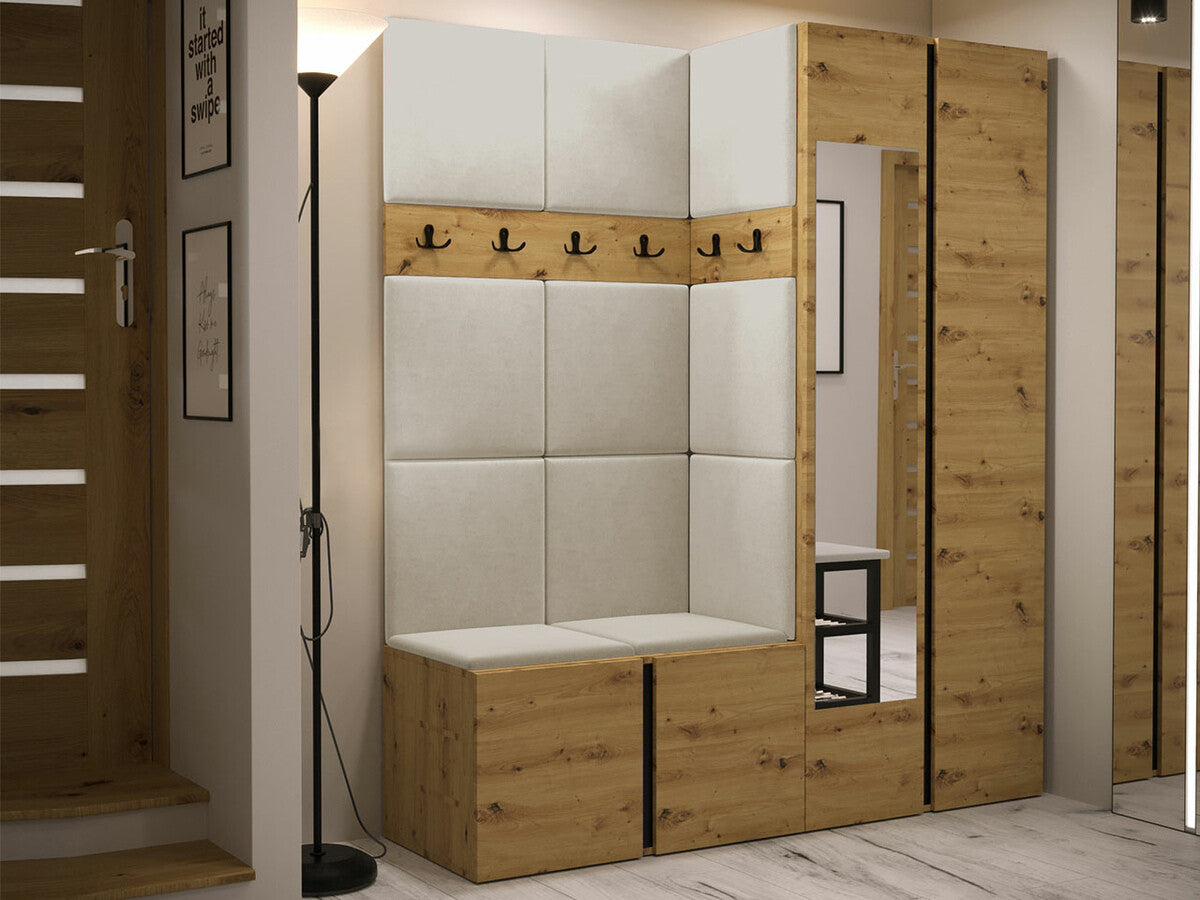 Előszoba garnitúra ORION XII (Tavasz XII), Keret színe: Artisan tölgy, Puha falpanel színe: Manila 02