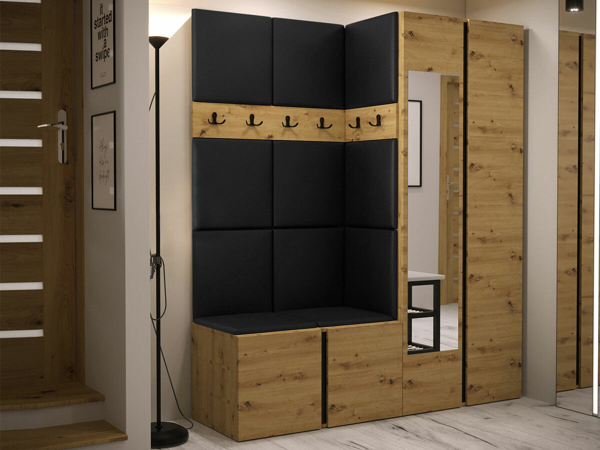 Előszoba garnitúra ORION XII (Tavasz XII), Keret színe: Artisan tölgy, Puha falpanel színe: Öko bőr Soft 011