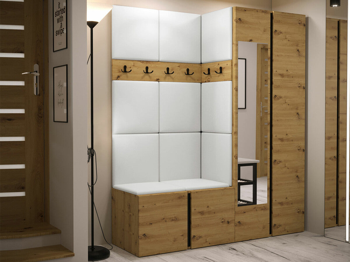 Előszoba garnitúra ORION XII (Tavasz XII), Keret színe: Artisan tölgy, Puha falpanel színe: Öko bőr Soft 017