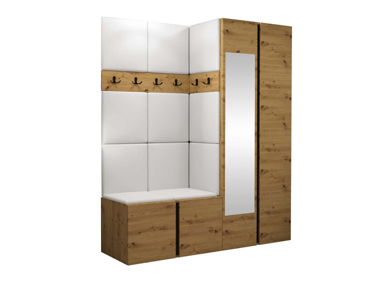 Előszoba garnitúra ORION XII (Tavasz XII), Keret színe: Artisan tölgy, Puha falpanel színe: Öko bőr Soft 017