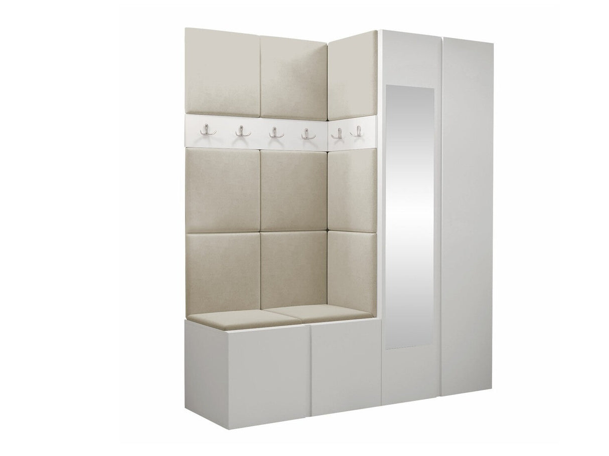 Előszoba garnitúra ORION XII (Tavasz XII), Keret színe: Fehér, Puha falpanel színe: Manila 02