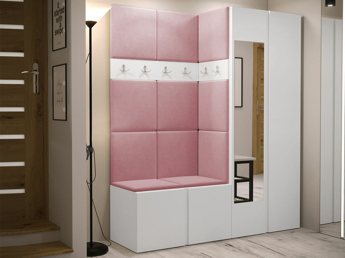 Előszoba garnitúra ORION XII (Tavasz XII), Keret színe: Fehér, Puha falpanel színe: Manila 09