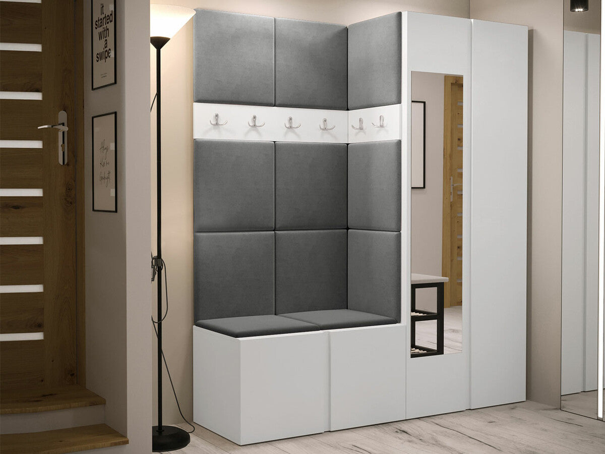 Előszoba garnitúra ORION XII (Tavasz XII), Keret színe: Fehér, Puha falpanel színe: Manila 16