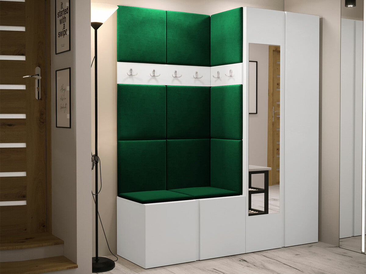 Előszoba garnitúra ORION XII (Tavasz XII), Keret színe: Fehér, Puha falpanel színe: Manila 35