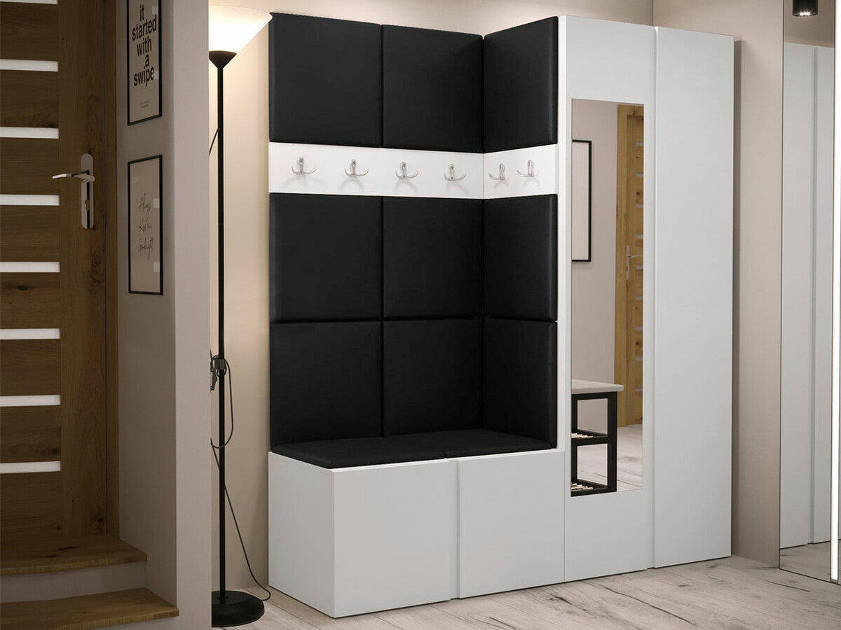 Előszoba garnitúra ORION XII (Tavasz XII), Keret színe: Fehér, Puha falpanel színe: Öko bőr Soft 011